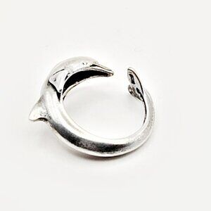 Vintage Sterling Silver Dolphin Ring – Size 5.5 Open Band 1970s Jewelry